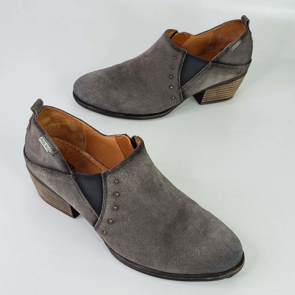 Pikolinos Baqueira Suede Ankle Boots Size EU 41 US 10 Gray Side Zip